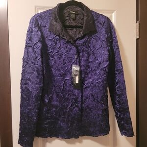 NWT Flair Brand Elegant Women's Crinkle Blazer in Deep Purple Size S